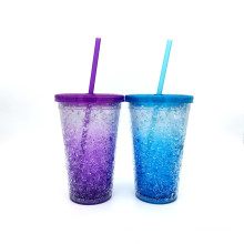 Hight quality nice cheap 16oz double wal AS/Tritanl plastic ice  juice  cool straw mug manufacturer
